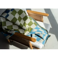 Plaid Checker bleu vert 170x130cm><noscript><img width=