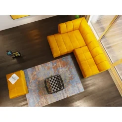 Pouf Belami velours ambre><noscript><img width=
