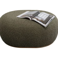 Pouf Pebble bouclé vert olive 81cm><noscript><img width=