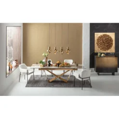Table à rallonges Connesso laiton 200(+60)x90cm>KARE Design New