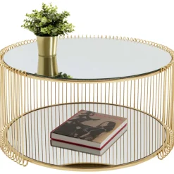 Table basse Wire Double laiton Ø80cm><noscript><img width=