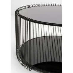 Table basse Wire Double noir Ø80cm><noscript><img width=