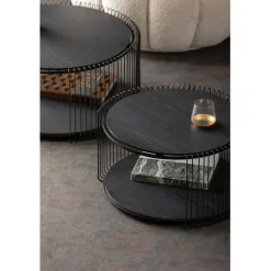 Table basse Wire Double noir bois (2/Set)><noscript><img width=