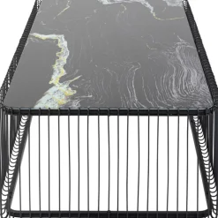 Table basse Wire verre marbre noir 145x70cm><noscript><img width=