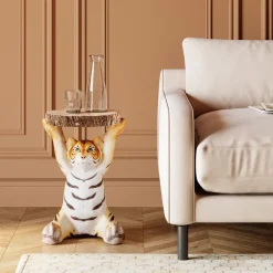Table d appoint Animal Tigre Ø35cm><noscript><img width=