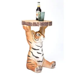 Table d appoint Animal Tigre Ø35cm><noscript><img width=