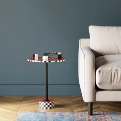 Table d appoint Domero Checkers rouge Ø40cm>KARE Design