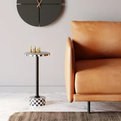Table d appoint Domero Chess noir blanc Ø25cm>KARE Design Best