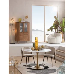 Table Invitation blanc-laiton Ø120cm>KARE Design Best