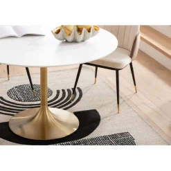 Table Invitation blanc-laiton Ø120cm><noscript><img width=