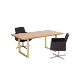 Table Jackie chêne-laiton 160x80><noscript><img width=