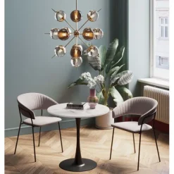 Table Schickeria marbre blanc-noir Ø80cm>KARE Design Discount