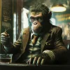 Tableau en verre Drinking Monkey 100x100cm>KARE Design Hot