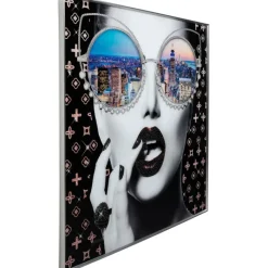 Tableau en verre encadré NY View 120x120cm><noscript><img width=