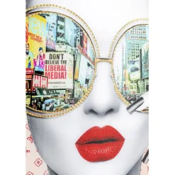Tableau en verre encadré Times Square View 80x80cm><noscript><img width=