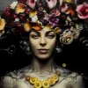 Tableau en verre Flower Art Lady 120x120cm>KARE Design Sale