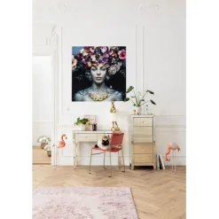 Tableau en verre Flower Art Lady 120x120cm><noscript><img width=