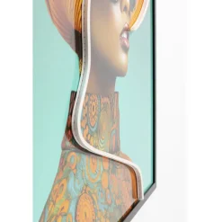 Tableau encadré LED Sun Hat Woman jaune 80x80cm><noscript><img width=