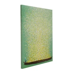 Tableau sur toile Flower Boat vert jaune 80x100cm><noscript><img width=