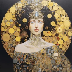 Tableau verre Art Nouveau Lady 3D 120x120cm>KARE Design Sale