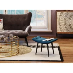 Tabouret Black Vicky velours bleu pétrole 59x37cm>KARE Design New