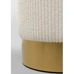Tabouret Cherry Beige velours cotelé laiton Ø35cm><noscript><img width=