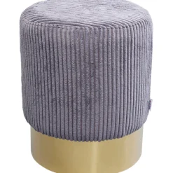 Tabouret Cherry Grey velours cotelé laiton Ø35cm>KARE Design