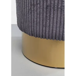 Tabouret Cherry Grey velours cotelé laiton Ø35cm><noscript><img width=