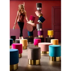 Tabouret Cherry noir laiton Ø35cm>KARE Design Discount